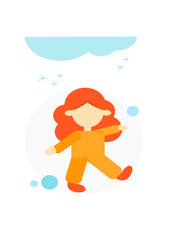 girl playing with a snowballs