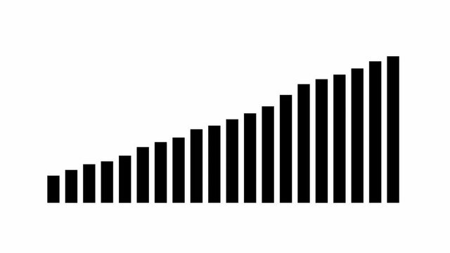 Animated financial growth chart. Growth bar chart of economy. Vector illustration isolated on white background.