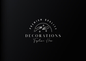 Fototapeta premium Aesthetic hand reaching logo design template