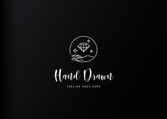Hand presented diamond logo design template