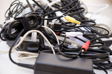 Computer and tv cables, adaptor, power supply,, electronic equipment waste that need to be recycled