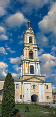 Fototapeta na wymiar Bell tower in Staro-Golutvin monastery. City of Kolomna, Russia. Late XVIII century