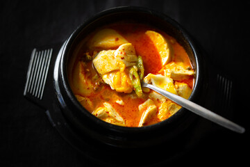Korean spicy silken tofu stew with seafood