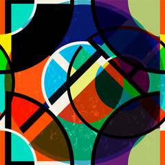seamless circle pattern background, retro/vintage style, with circles, paint strokes and splashes