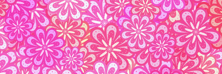 Pink flowers random pattern background