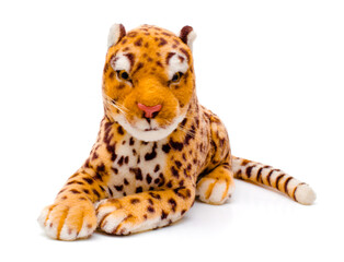 Stuffed toy Leopard doll on white