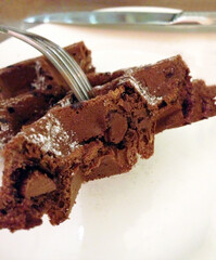 Cross-section of crispy Brownie Waffle