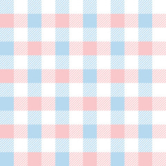 Vichy pattern spring in pastel blue, pink, white. Seamless light gingham check graphic for dress, picnic tablecloth, gift wrapping paper, scrapbooking, other modern Easter fashion textile print.