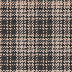 Glen plaid pattern autumn. Seamless houndstooth abstract tartan check plaid tweed texture in dark brown and beige for coat, skirt, jacket, other modern fashion clothes print.