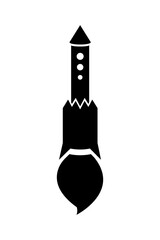 Rocket icon, black silhouette. Vector illustration isolated on white background