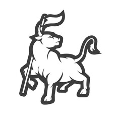 Bull mascot logo design vector silhouette version