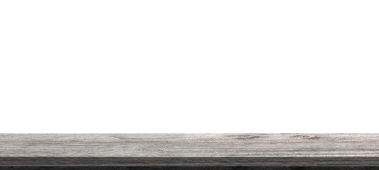 Wooden tabletop isolated on white background empty rustic wood table,for montage product display or design key visual layout.with clipping path