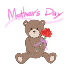 カーネーションを持ったくま