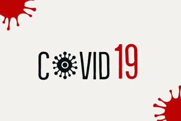 Covid 19 lettering poster with germs