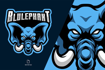 blue elephant mascot logo illustration for game team