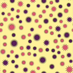 A pattern of coronavirus balls on a yellow background