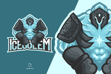 ice golem mascot sport mascot logo illustration