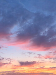 Fototapeta premium Beautiful sunset sky with clouds. Colorful dramatic sky. Sunset background. 