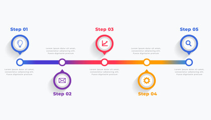 timeline infographic template in five steps
