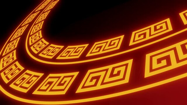 GOLD Circle Glowing neon frame for Happy chinese New Year background 3D rendering
