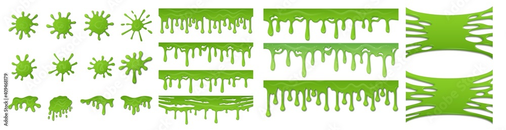 Poster green slime. toxic mucus. bright blots and smudges or dripping streams. spooky sticky stretch textur