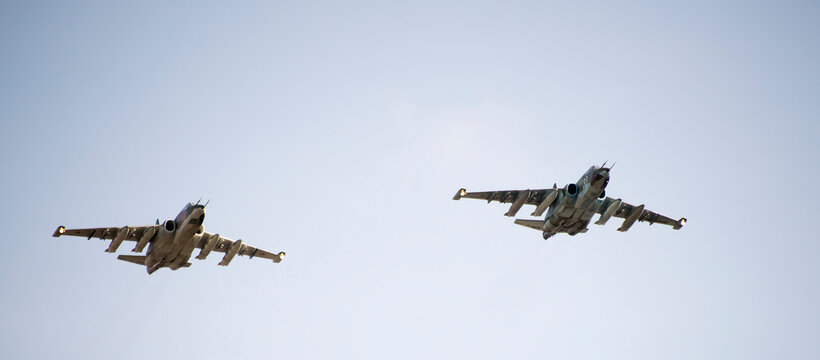 Aircraft Su-25 "Rook" at the event for the 70th anniversary of Victory in Great Patriotic War