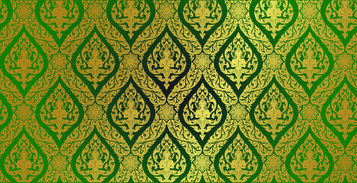 Thai pattern dark green background Premium Vector © nanda