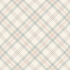 Tartan plaid pattern in grey, beige, pink. Herringbone textured seamless classic light soft cashmere tartan check plaid for flannel shirt, skirt, blanket, other modern spring summer textile design.