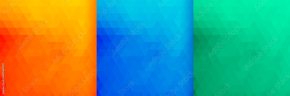 Wall mural bright colors triangle patterns set of three