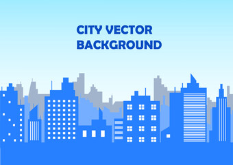 Fototapeta premium flat illustration of city building vector, skyscraper graphic blue background
