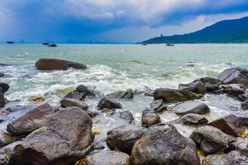 Bai Da (rock stone beach) near Son Tra Peninsula in Da Nang which is a very beautiful destination you must try when coming to Da Nang
