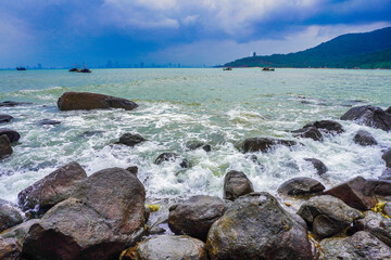 Bai Da (rock stone beach) near Son Tra Peninsula in Da Nang which is a very beautiful destination you must try when coming to Da Nang