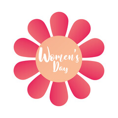 womens day lettering in hand drawn style inside flower white background