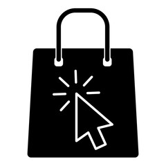 gz1050 GrafikZeichnung - german - Einkaufstasche / klicken und abholen symbol - english - shopping bag with computer mouse click cursor icon. - click & collect. - isolated - xxl g10198