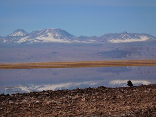 Un photographe en train de photographier un paysage d&eacute;sertique 