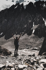 young woman in the mountains