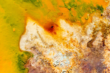 Abstract textures and formations on the banks of Rio Tinto river, Andalusia Spain.