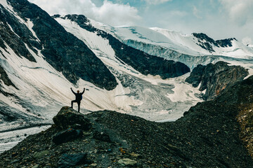 hiker in the snow mountains