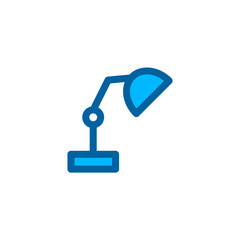 Stylish desk lamp icon in blue color. Vector icon with pixel perfect
