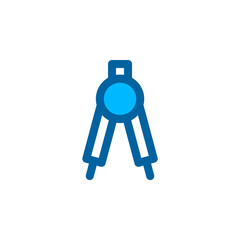 A stylish compass icon in blue color. Vector icon with pixel perfect