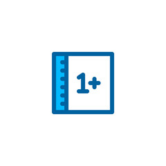 Math book icon in blue color style. Vector icon with pixel perfect