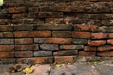 Ancient red brick wall vintage building