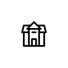 School building icon with outline style