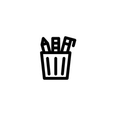 School stationery container icon with outline style