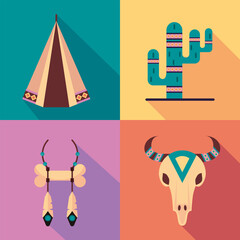 bundle of four ethnic culture boho icons