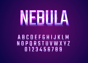 Naklejka na ściany i meble Galaxy theme font effect. Set of character alphabet and number for space game, sci-fi movie, game logo template