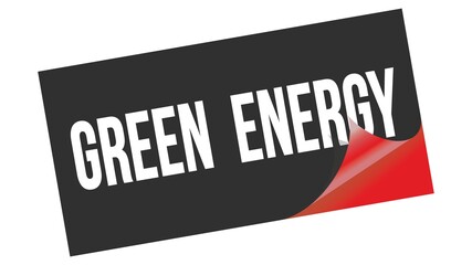 GREEN  ENERGY text on black red sticker stamp.