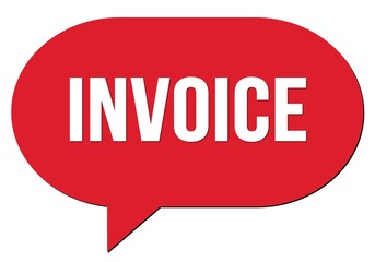 INVOICE text written in a red speech bubble