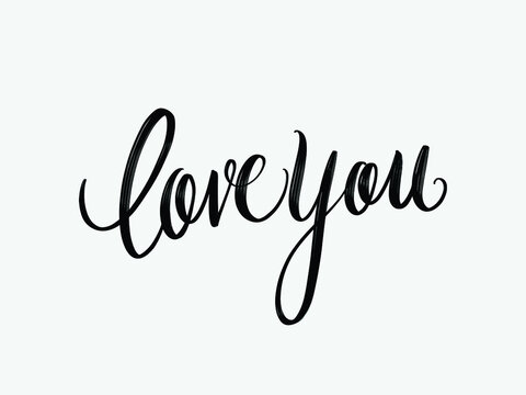 love you. Hand written lettering isolated on white background.Vector template for poster, social network, banner, cards.	