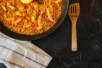 Traditional seafood paella